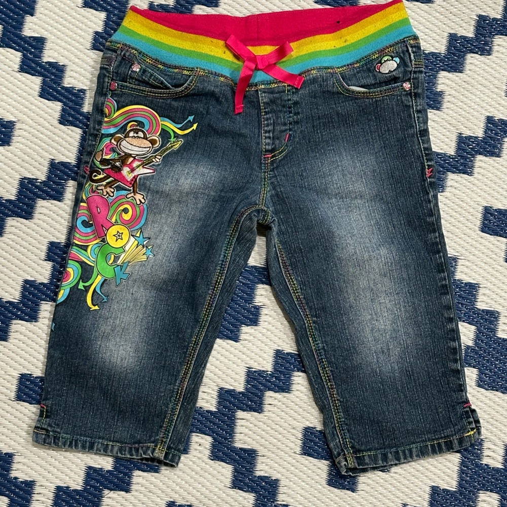 Vintage Y2K Bobby Jack Rainbow Denim Capri Girls Size 12